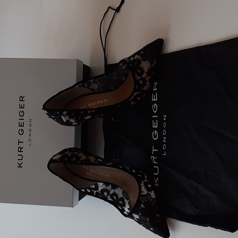 Kurt Geiger black Britton lace pumps